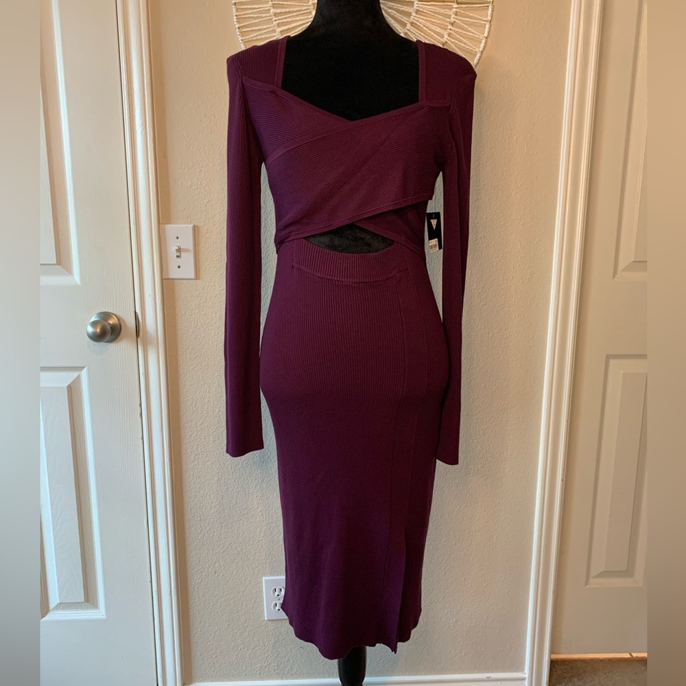 GUESS NWT Evening Long Sleeve Midi Bodycon Dress - Size Medium